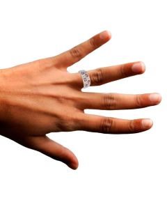 Silver Color Ring with Sparkling Purple Crystals